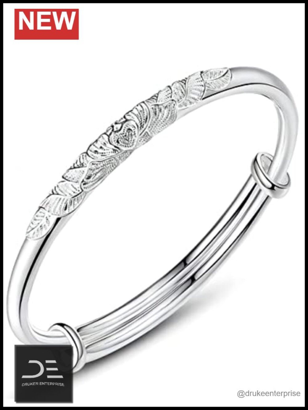 S925 Sterling Silver Bangle Bracelet, Adjustable Women's Jewelry